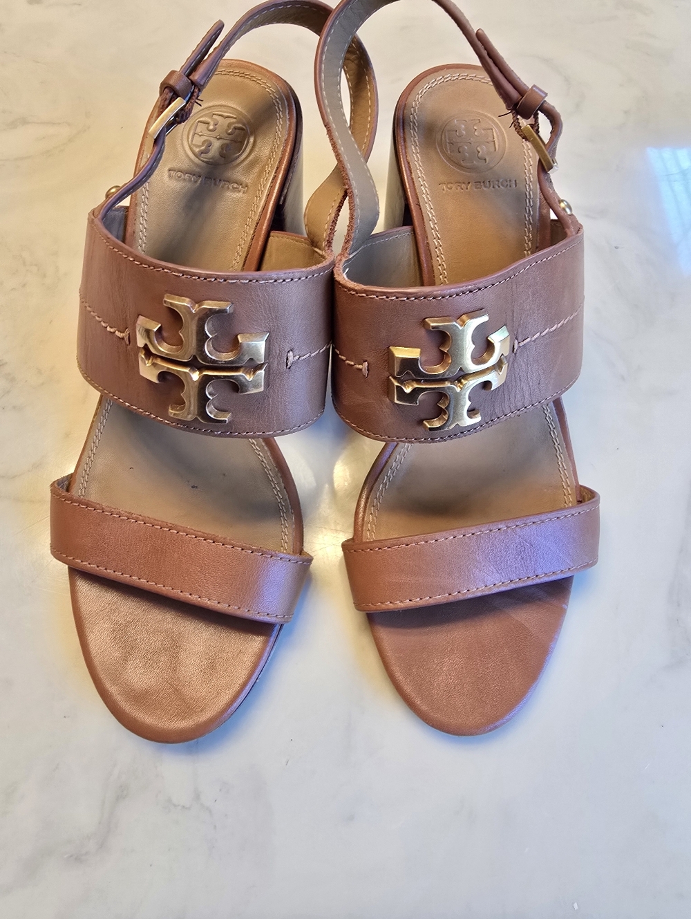 Tory Burch Everly Tan Leather Sandals Size 7